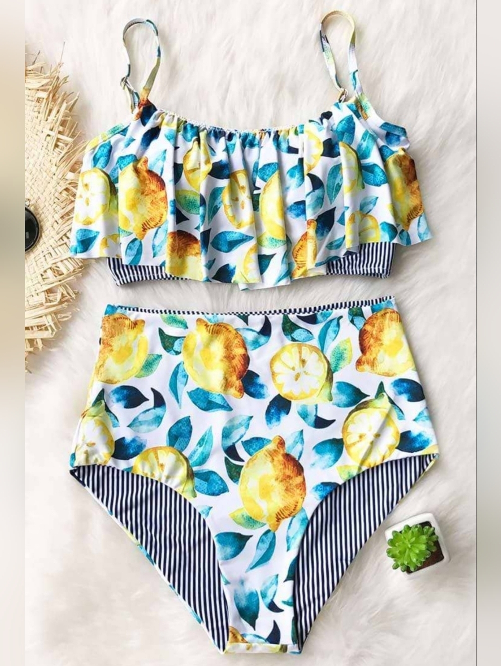 Cupshe Summer Lemon Falbala Bikini Set